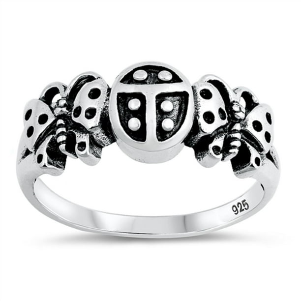 925 Sterling Silver Ladybug and Butterfly Ring 925 Sterling Silver Ladybug and Butterfly Ring